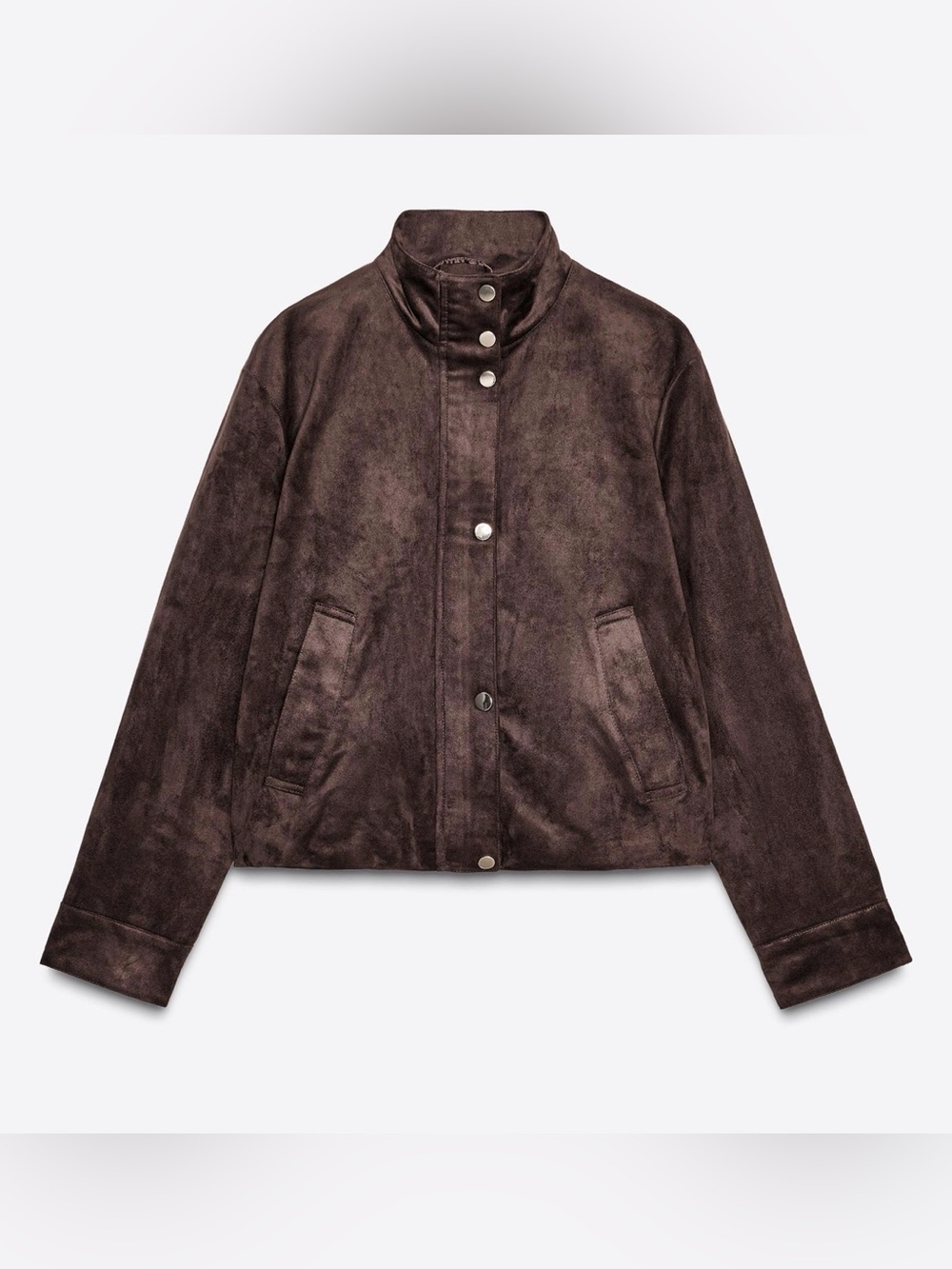 Zara Dark Brown Suede Bomber Jacket